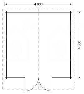 Drevený záhradný domček PALMA 4m x 4m , 16 m² (34 mm)