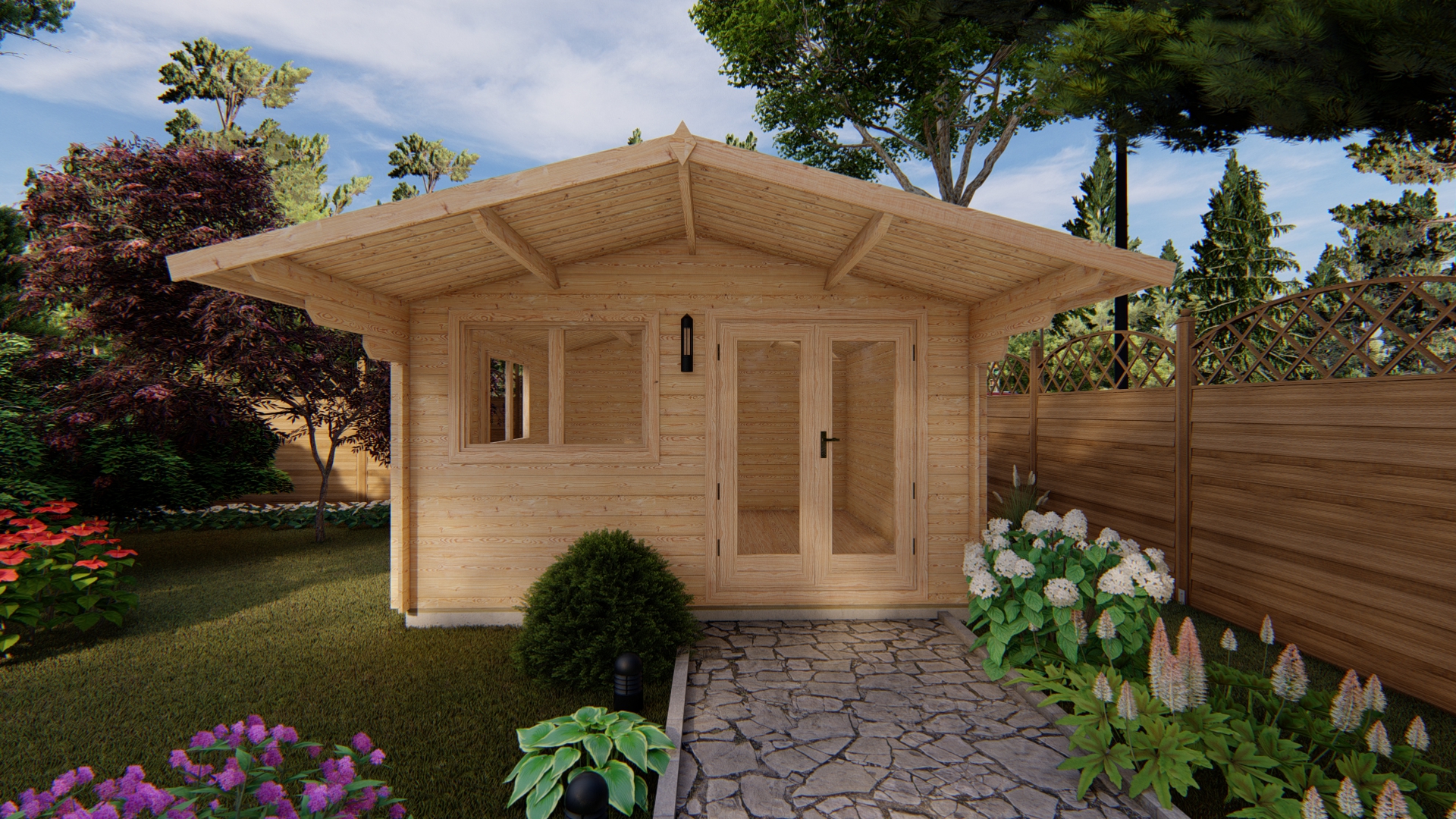 Drevený záhradný domček Alva 4m x 4m (28 mm)