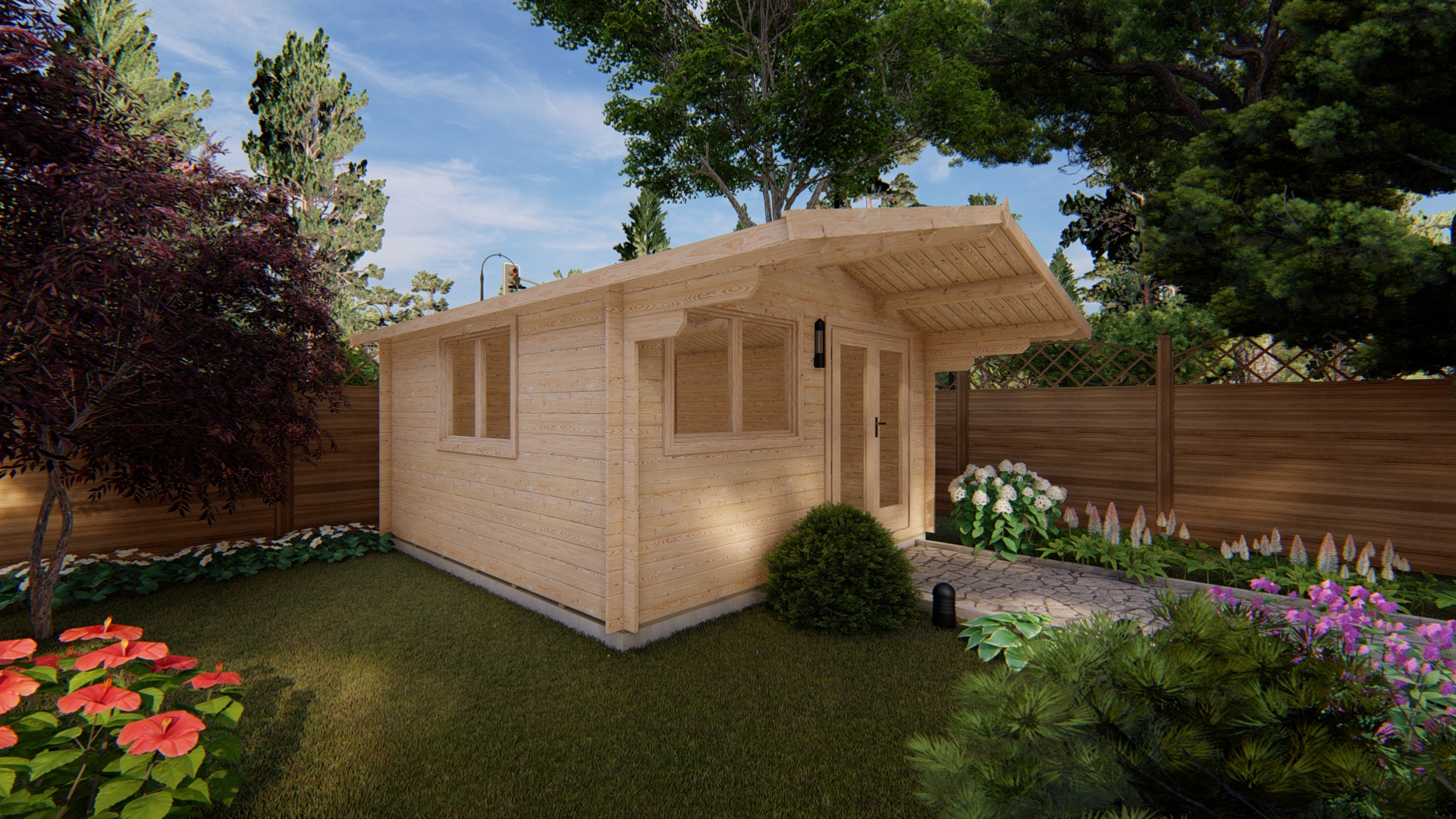 Drevený záhradný domček Alva 4m x 4m (28 mm)