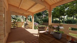 Drevený záhradný domček Alma 8m x 7m (44 mm)