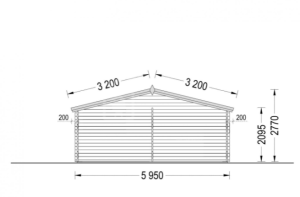 Dvojgaráž drevená 6m x 6m 36 m² (44 mm)