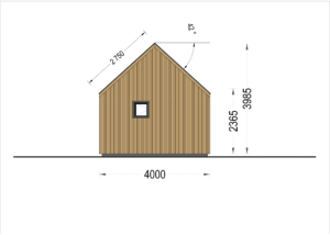 Drevená chata SALLY (44 mm + obklad), 19,9 m²